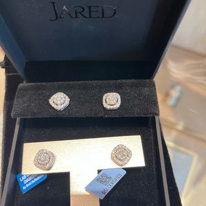 Diamond stud earrings 1 ct tw Round 14k white gold